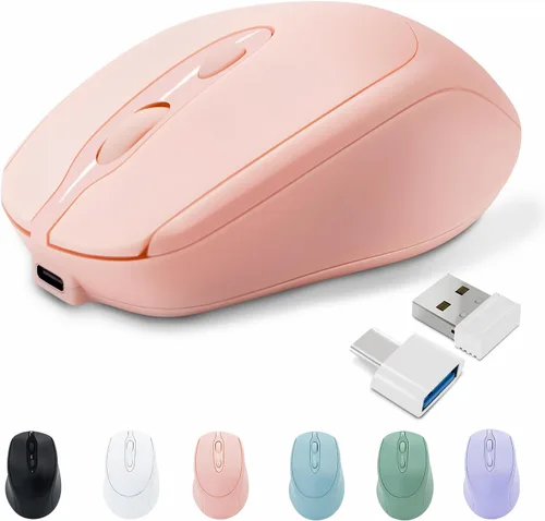 Vista 9 de Ratón inalámbrico recargable Bluetooth silencioso para portátil, iPad, MacBook, PC, Surface Pro, Lenovo, tableta Samsung, diseño ergonómico (negro)