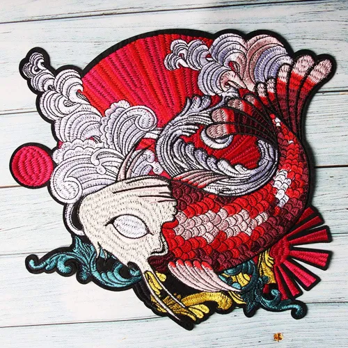 Vista 8 de Wixine Parche bordado de pez Koi japonés para coser con apliques, insignia, bricolaje, decoración de manualidades