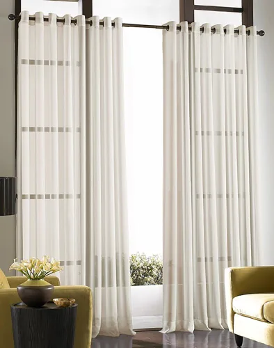 Vista 7 de Curtainworks Soho - Cortina de gasa transparente con ojales, 59 x 63 pulgadas, ostra