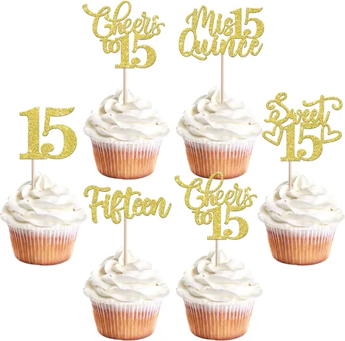 Vista 23 de 30 piezas de adornos para cupcakes de 12 cumpleaños feliz, brillantes doce, hola 12, felicitaciones a 12 años, adornos para cupcakes, 12