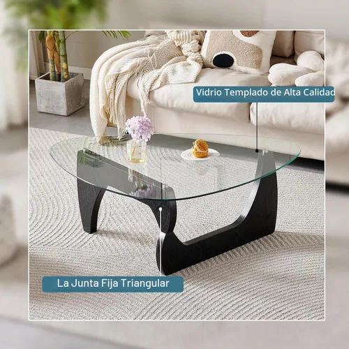 Vista 4 de Btrpily Mesa de centro de madera, moderna mesa de centro negra, contemporánea, elegante, muebles de alta gama para tu sala de estar