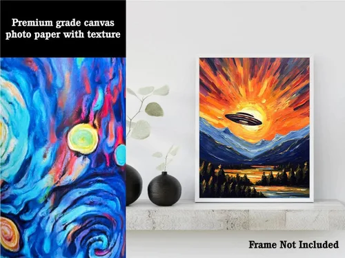 Vista 3 de Bestbuddy Pet 8X10 sin marco noche estrellada OVNI en el cielo exploración espacial niño niños familia pintura al óleo impresión arte póster