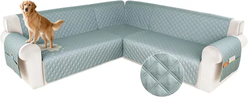 Vista 19 de HDCAXKJ Funda impermeable para sofá modular en forma de L, fundas seccionales de esquina lavables, a prueba de mascotas, protector de muebles