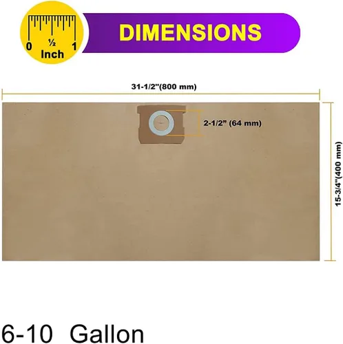 Vista 4 de Paquete de 3 bolsas de aspiradora para DEWALT Shop Vac de 6 a 10 galones DXVA19-4101, bolsa de recolección de polvo con filtro para aspiradora
