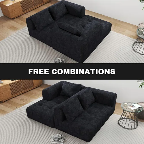 Vista 9 de Sofá seccional modular de 105", sofá sin estructura para sala de estar, sofá seccional tipo nube con asiento profundo, sofá en forma de L, sofás