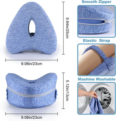 Vista 2 de Almohada de rodilla para las personas que duermen de lado, almohada de pierna para dormir, almohada de rodilla con correa, almohada de alineación
