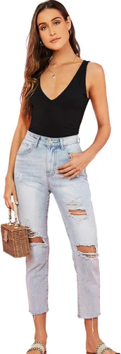 Vista 5 de Verdusa Camiseta sin mangas básica casual de doble cuello en V para mujer
