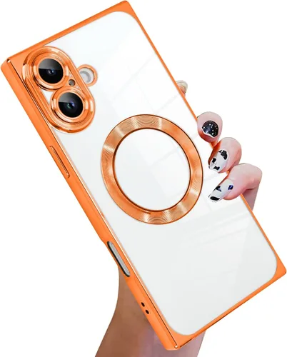Vista 65 de KANGHAR Funda diseñada para iPhone 12 Pro Magnética Transparente con Protector de Lente de Cámara [Compatible con MagSafe] Diseño de Placado