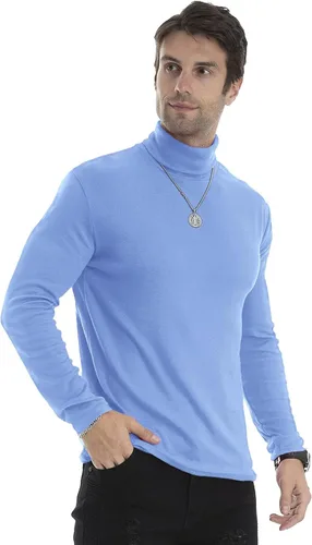 Vista 121 de Camiseta de manga larga para hombre, ajustada, ligera, con cuello de tortuga