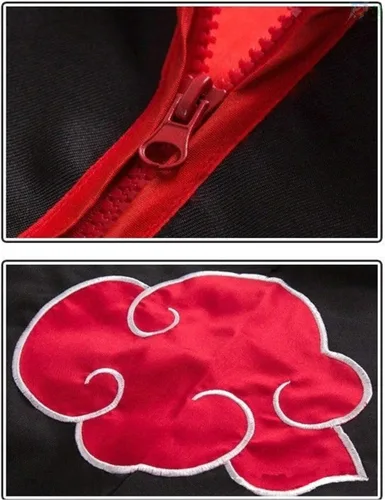 Vista 4 de Tinyones Capa de cosplay ninja para disfraz de bata larga Akasuki para Halloween con diadema