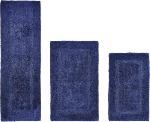 Vista 540 de Better Trends - Juego de 2 alfombras de baño 100% algodón, extra suaves, con borlas, de 17" x 24", alfombra de baño superabsorbente y reversible