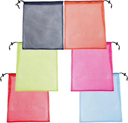 Vista 14 de 13 "X15.5" 12pcs malla lavandería cordón bolsa nylon cordón gimnasio bolsa con cierre de cordón