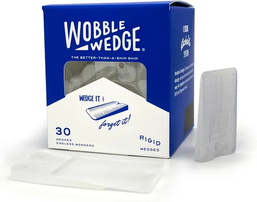 Vista 9 de WOBBLE WEDGES Cuñas de nivelación resistentes fabricadas en los Estados Unidos, las cuñas de plástico rígido originales para nivelar muebles, mesas