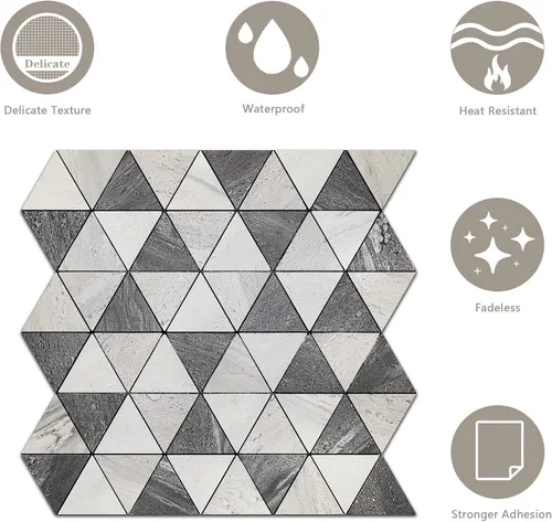 Vista 5 de KASARO Azulejos de protección contra salpicaduras para pared de cocina, mosaico, autoadhesivo, duradero, material polimérico, azulejos de metal, 10