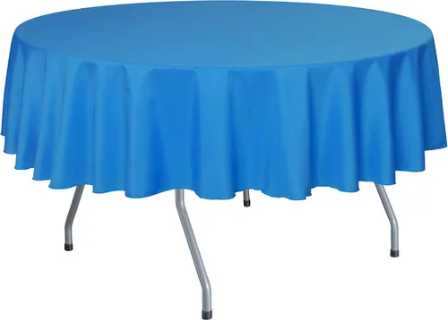 Vista 4 de Ultimate Textile Mantel redondo de lino de poliéster de 84 pulgadas, color azul marino