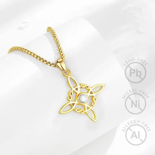 Vista 3 de Vito Juego de joyas de plata de ley 925 con nudo de bruja de obsidiana para mujer, Nudo de Bruja Plata 925, dije original para mujer, aretes