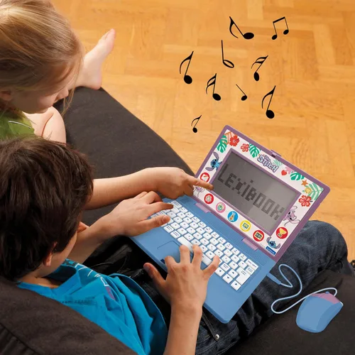 Vista 6 de Lexibook, Disney Stitch, portátil bilingüe y educativo español/inglés, juguete para niños, 170 actividades para aprender, jugar juegos y música
