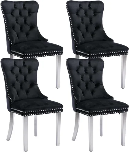 Vista 27 de Juego de 2 sillas de comedor de terciopelo beige, sillas de comedor tapizadas beige01
