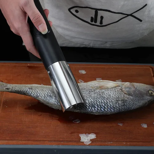 Vista 6 de Potente escalador eléctrico de pescado, removedor de pescado inalámbrico para quitar fácilmente las escamas de pescado sin problemas ni desorden
