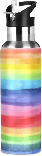 Vista 15 de ALAZA Botella de agua con diseño de bandera estadounidense con diseño de camuflaje grunge con tapa de pajilla, botella térmica de acero inoxidable