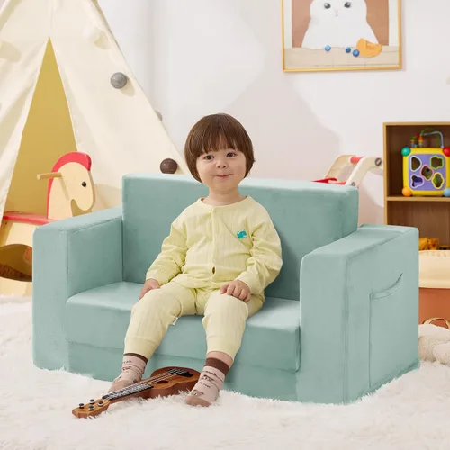 Vista 13 de Silla de sofá para niños pequeños, sofá plegable para niños, cómodo gris