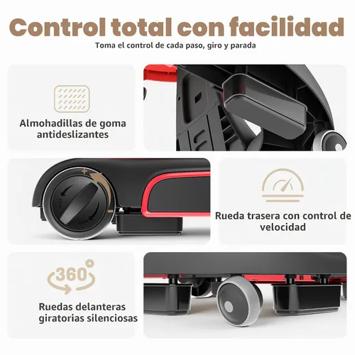 Vista 6 de TODEFULL Andador de bebé 6 en 1 con ruedas, altura de 3 niveles, caja de Rojo + negro