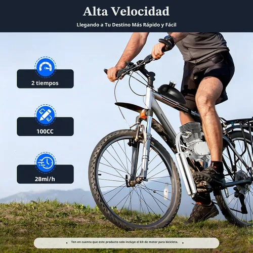 Vista 4 de Kit de motor de bicicleta de 100 cc, ciclo de 2 tiempos, motor de gasolina motorizado a gas, juego completo de motor de bicicleta de ahorro