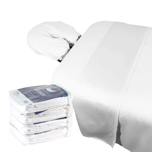 Vista 10 de Juego de sábanas de microfibra para mesa de spa de masaje, 3 piezas, resistente a las arrugas, incluye sábana plana, sábana bajera y funda para Gris
