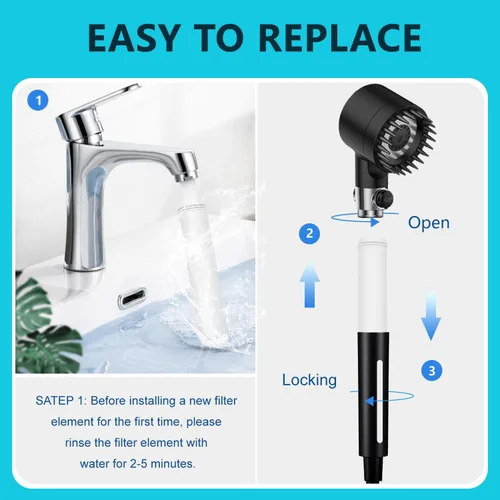 Vista 6 de Filtro de agua de repuesto para cabezal de ducha de mano, compatible con PWERAN y sistema de filtro de mano Fitespot, elimina metales pesados