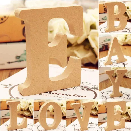 Vista 5 de Letras de madera de la A a la Z independientes para colgar del alfabeto decorativo, regalo de boda, estantería de oficina en casa, decoración