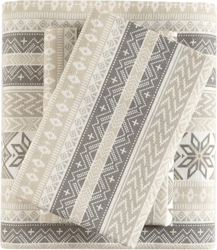 Vista 23 de True North by Sleep Philosophy - Juego de sábanas de franela, 100% de algodón, cómodo, bonito y muy suave, bolsillo elástico para colchones de hasta