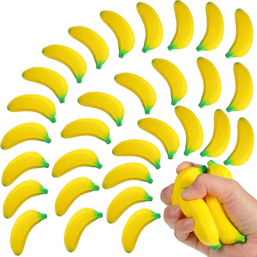 Vista 7 de Civaner 30 juguetes de plátano para niños, recuerdos de fiesta de plátano Multicolor