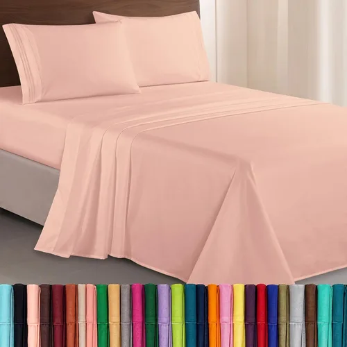 Vista 62 de Elegant Comfort Lujoso juego de sábanas de microfibra de alta calidad 1500 hoteleras bordadas de tres líneas más suaves de 4 piezas, resistente a