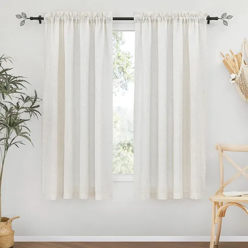 Vista 90 de RYB HOME - Cortinas de lino texturizado semitranslúcidas, privacidad media, filtro de luz, decoración de ventana para dormitorio/baño/sala de estar