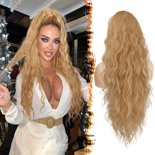 Vista 9 de BARSDAR Extensión de cola de caballo resaltada - 20 pulgadas de extensión de cola de caballo rizada y ondulada con cordón para mujeres - Extensiones