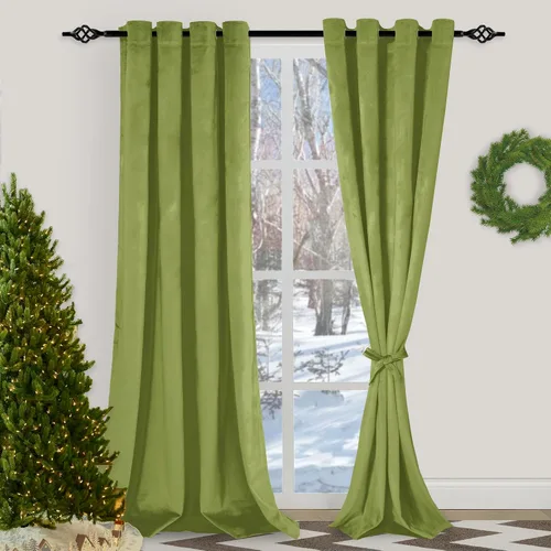 Vista 49 de XWZO Cortinas de terciopelo azul de 63 pulgadas de largo, elegantes cortinas de lujo suaves para sala de estar, aislamiento térmico, oscurecimiento