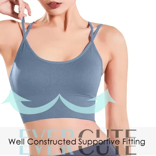 Vista 3 de Evercute Cross Back Sport Bras Padded Strappy Criss Cross Cropped Bras for Yoga Workout Fitness Low Impact