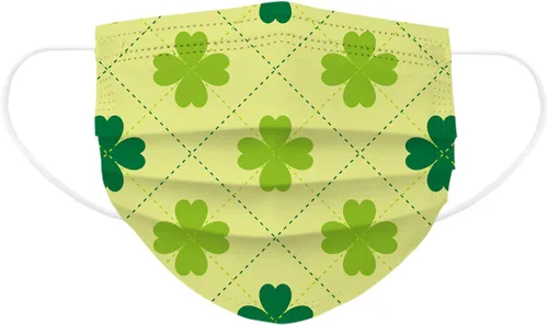 Vista 4 de Mascarillas desechables para el día de San Patricio para adultos, diseño de tréboles verdes irlandeses, decoración de la cara, 3 capas, no tejidas