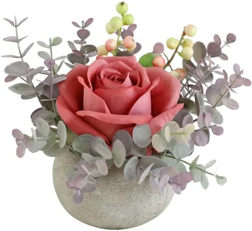 Vista 17 de Small Artificial Blue Rose Potted Plant, 2 Pcs Mini Faux Decor 2 piezas azules