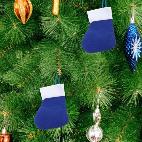 Vista 5 de LOGOFUN 8 piezas de cubiertos de Navidad para calcetines de Navidad, cubiertos de cena, decoración de fiesta (azul)