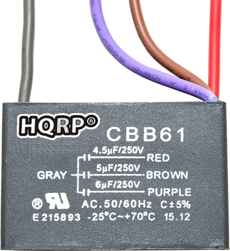 Vista 28 de HQRP Condensador de ventilador de techo CBB61 1uf+2uf de 3 cables listado UL