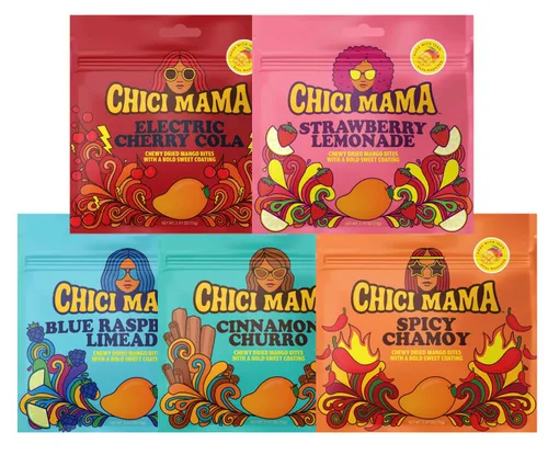 Vista 10 de Chici Mama Blue Raspberry Limeade - Bocadillos de mango, paquete de 2 – Hecho con mango real Golosinas masticables y jugosas alternativas Sin