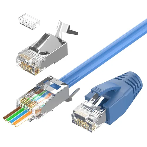 Vista 11 de VCELINK Conector CAT6A, conectores RJ45 pasan a través de CAT6A CAT7 blindado, chapado en oro de 3 clavijas con certificación UL, conector CAT7