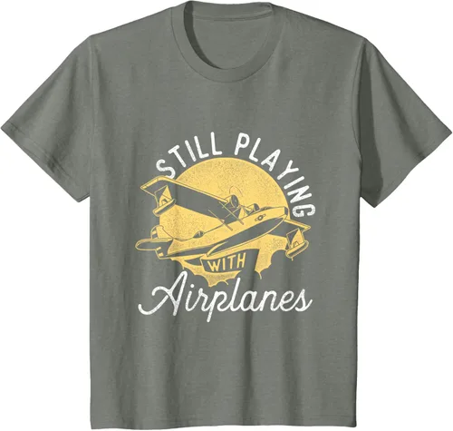 Vista 81 de Still Playing With Airplanes - Camiseta de control remoto RC Avión Piloto, Negro