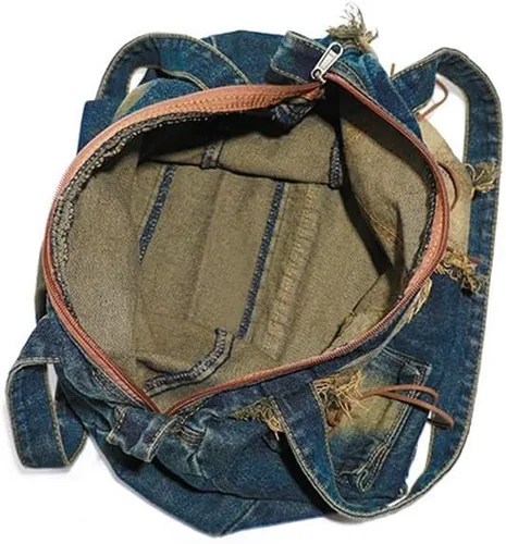Vista 5 de Bolso de hombro vintage para mujer, bolsos cruzados femeninos grandes, bolso de mano de mezclilla desgastado