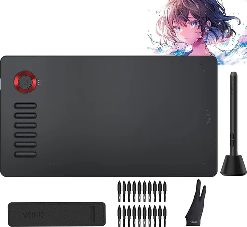 Vista 11 de VEIKK A15 Pro Graphics Drawing Pen Tablet - Tabletas digitales de gran área activa con bolígrafo pasivo, almohadilla de dibujo con 12 teclas de Azul