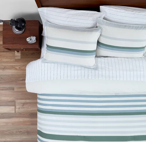 Vista 9 de Nautica - Juego de edredón individual, ropa de cama reversible de algodón con funda a juego, decoración del hogar para todas las estaciones