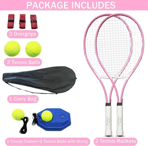 Vista 2 de Juego de raquetas de tenis para adultos, 2 jugadores para adultos, juego de raquetas de tenis recreativas para principiantes y profesionales con 4