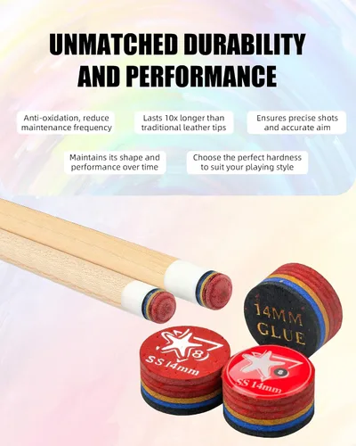 Vista 3 de CRICAL 5-Piece 6 Layer Billiard Cue Tips, Multi-Layer Pool Cue Tips Amarillo-0.551 in-M