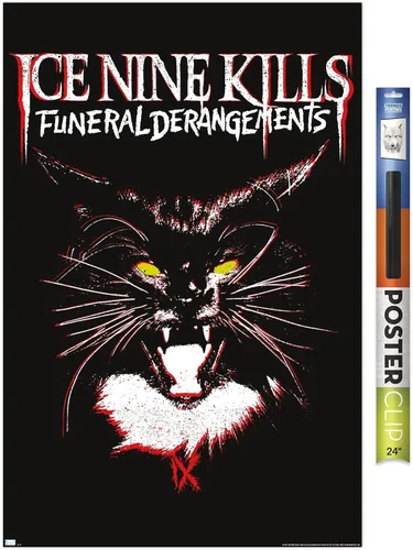 Vista 17 de Ice Nine Kills - Póster de pared con diseño de gato, 22.4 pulgadas de largo x 14.7 pulgadas de ancho, versión enmarcada de madera de granero Versión